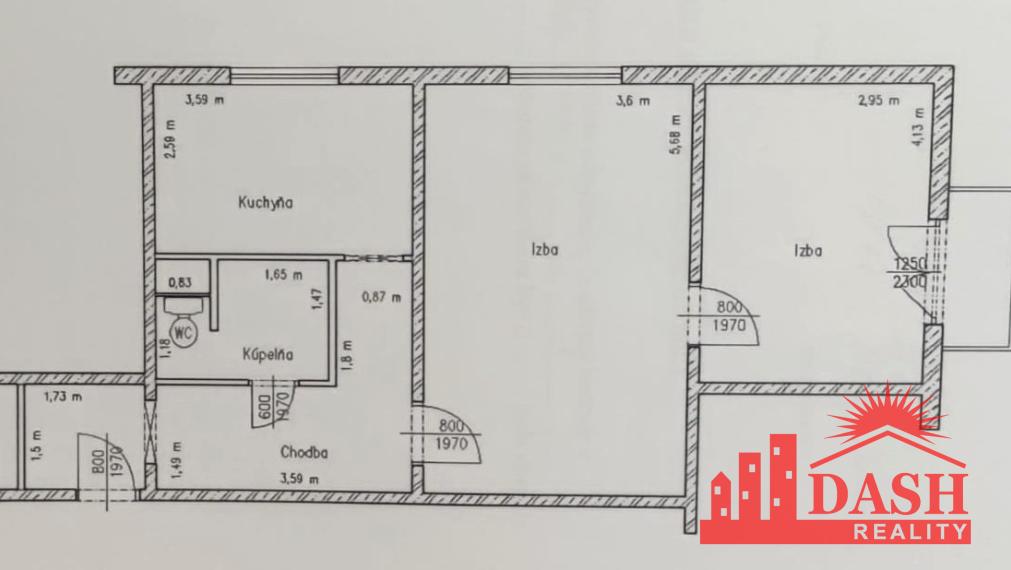 Na predaj veľký 2 izbový byt s balkónom, 57 m2, Nová Dubnica, ul. SNP