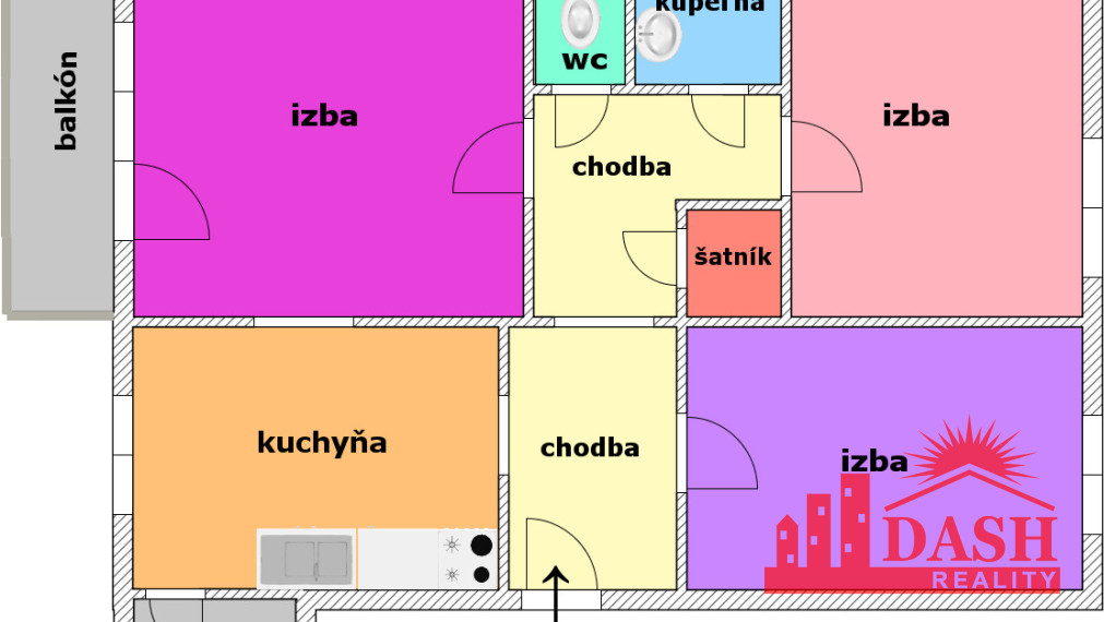 Na predaj 3 izbový byt so zasklenou lodžiou, 66 m2, Trenčín, ul. Clementisova