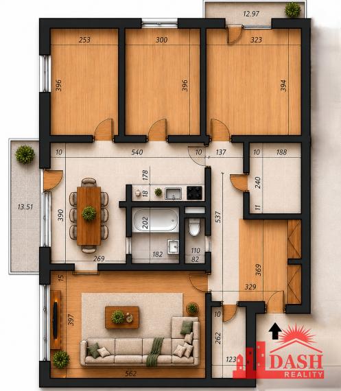 Na predaj | 4 izbový byt | 2 balkóny | Nemšová | 101 m2