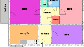 Na predaj 3 izbový byt s lodžiou, 66 m2, Trenčín, ul. Clementisova